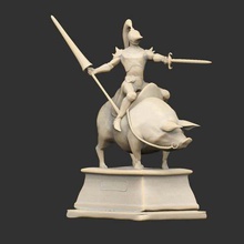 statua del cavaliere in sella di cinghiale art persone rider ride maiale il monte lance fable 3d print model - Mito3D
