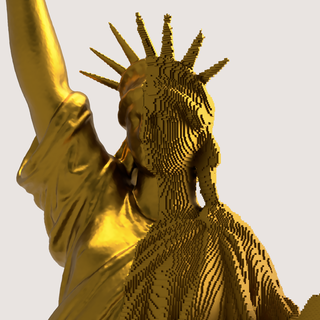 statua libertà metà voxel stile Uniti d'America Minecraft 3d print model - Mito3D