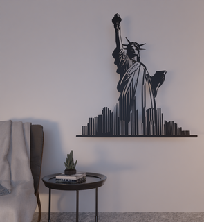 statue liberté mur art 2d décoration faible polygonisation Accueil maison accessoires ventilateur 3d print model - Mito3D