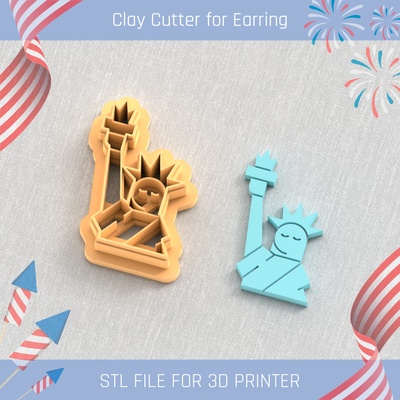 statue of liberty usa independence day clay cutter tools earring 4st july 3d print model - Mito3D