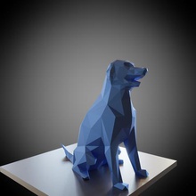 statuette lowpoly sitting dog art animal low poly seated decoration fart mans best friend 3d print model - Mito3D