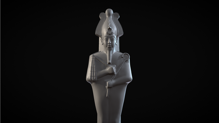 statuette of osiris art egyptian pharaoh god egypt ancient statuete prop deco decoration wall tutankhamun priest helmet artefact 3d print model - Mito3D