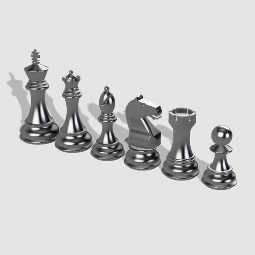 staunton chess pieces pawn rook knight bishop queen king toy game 3D print model - Mito3D