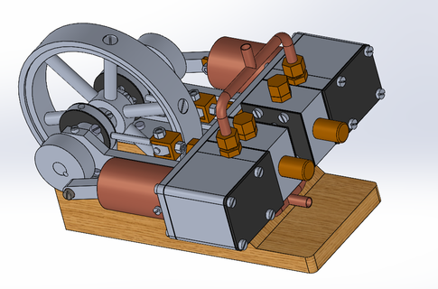 buhar motor 2 klindronlar model kopya işlevsel 3d print model - Mito3D