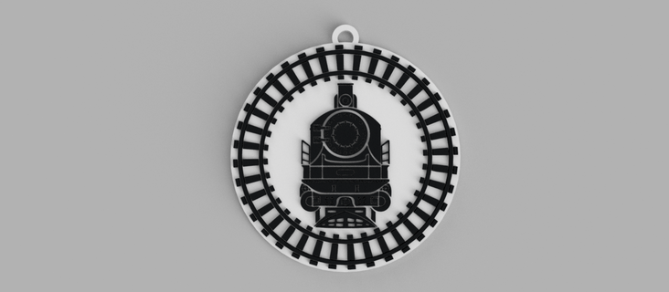 steam locomotive circle tracks key ring - pendant earring 3d print model - Mito3D