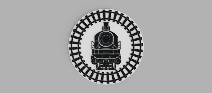 steam locomotive circle tracks wall frame 3d print model - Mito3D