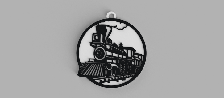 steam locomotive train keychain - pendant earring 3d print model - Mito3D