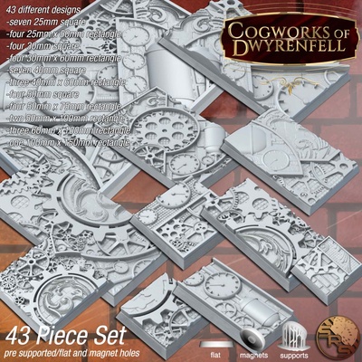 steam punk bases old world game fantasy gaming rpg square tabletop steampunk gears dwarves 3d print model - Mito3D