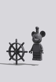 steamboat willie - l ego minifigure mickey mouse disney toy 3d print model - Mito3D