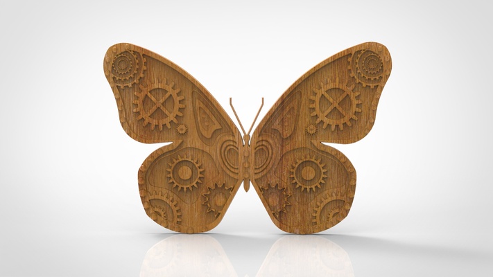 steampunk butterfly 3d model in stl format cnc file milling printing router steampubutterfly decor wall 3d print model - Mito3D