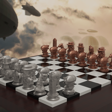 steampunk scacchi gioco cavallo Regina re vescovo torre vapore 3d print model - Mito3D
