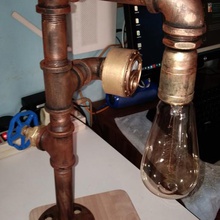 steampunk lâmpada de mesa a arte bookshelf office aço tubo bronze edison 3d print model - Mito3D