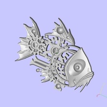 steampunk fish art 2d gear 3d print model - Mito3D