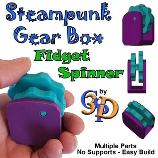 Steampunk dişli Kutu kıpır spinner oyuncak adhd kaygı Rahatlama fidget eğirme buhar punk dişliler vites kutusu oyun çoklu adet renkli video 3d print model - Mito3D