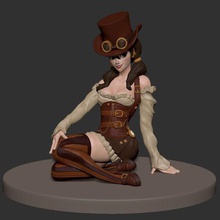 steampunk kız poster 3d yazıcı modeli sanat kadın seksi heykel güzel gigure heykelcik minyatür model karakter Batı burlesque çorap korse şapka 3d print model - Mito3D
