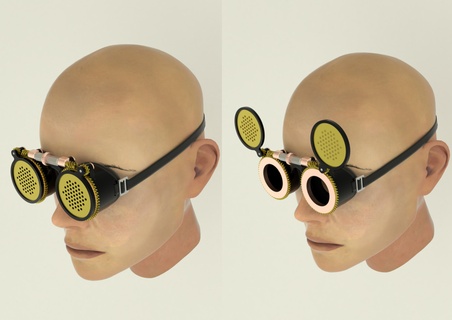 steampunk vitreux mécanisme lunettes protection équipement roues automatique décoration œil couverture gaine cosplay 3d print model - Mito3D