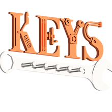 steampunk holder key hook letters spanner 3d print model - Mito3D