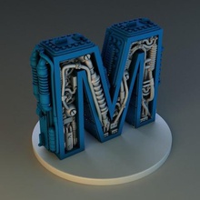 steampunk lettre la maison alphabet 3d print model - Mito3D