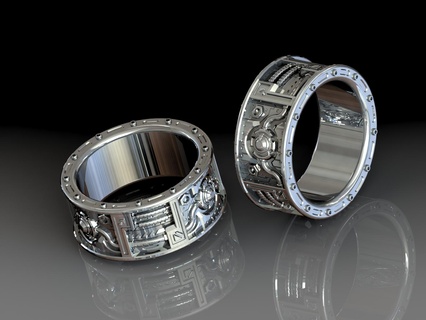 steampunk rings cyberpunk ring 3d print model - Mito3D