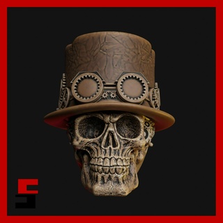 steampunk skull home decor stl 3d model print hat 3d print model - Mito3D