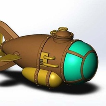 Steampunk denizaltı mk1 oyun fantezi deniz retro ölçek model gemi su Araçlar 3d print model - Mito3D