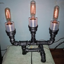 steampunk tabella di supporto candela art office la lampada l'acciaio il tubo in ottone edison 3d print model - Mito3D