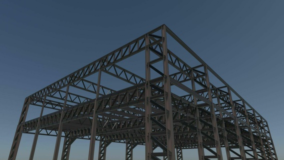 acciaio struttura telaio edificio magazzino architettura colonna fascio pavimento Casa tetto fabbrica industria timpano ingegneria 3d print model - Mito3D