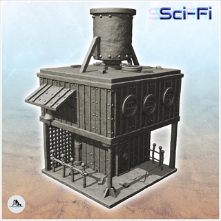 steel survival base large overhanging chimney 1 - future sci-fi sf infinity terrain tabletop scifi futuristic science fiction postapo miniatures wargame game accessories building apocalypse wars battletech dnd imperial guard space marines warforged 28mm 3d print model - Mito3D
