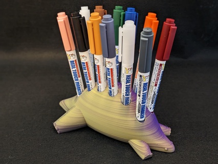 stegosaurus pen holder dinosaur dino pencil desk tidy sharpie chibi cute art paintbrush brush animal stationery fun 3d print model - Mito3D