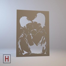 stencil banksy kissing cops art paint spray painting 3d print model - Mito3D