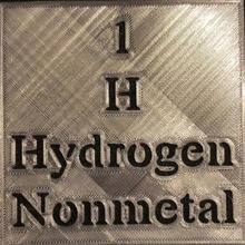 stencil flat - periodic table hydrogen 3d print model - Mito3D