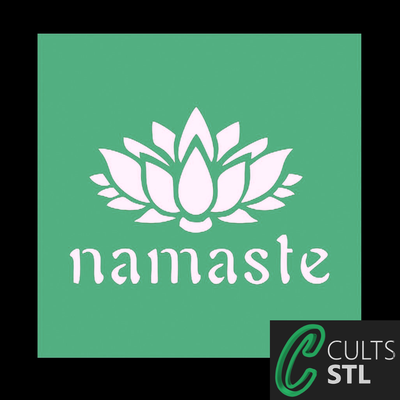 stencil flor lotus namaste - 10x10cm home 3d print model - Mito3D