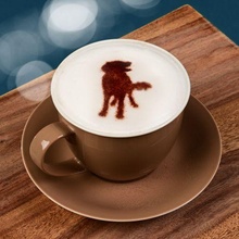 stencil latte macchiato cappuccino motivo hoverwart modello animale cani cane labrador 3d print model - Mito3D