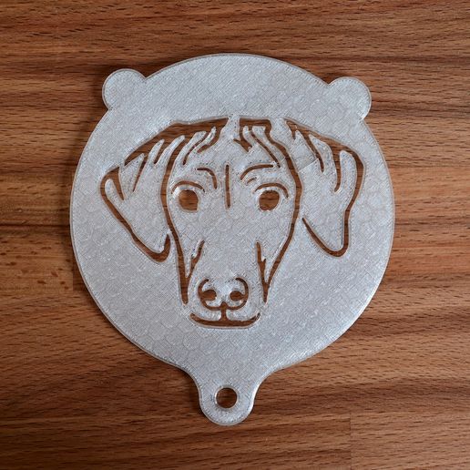 stencil latte cappuccino motif rhodesian ridgeback portrait template animal dogs cappucchino dog labrador 3D print model - Mito3D