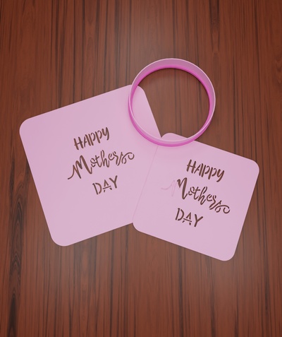 stencil lettering happy mother's day 22 home mom mother cookie sublimation template cutter decorated cookies label gift heart favorite 3d print model - Mito3D