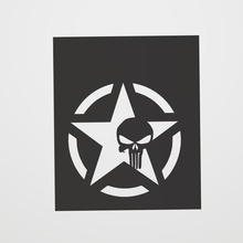 stencil punisher logotipo da estrela a casa marvel anti-herói exército armas série punisherserie punisherologist punishersymbol o símbolo 3d print model - Mito3D