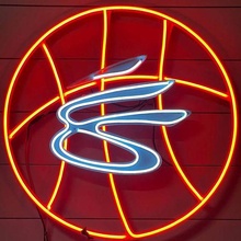 steph curry logo basketball neon led channel art wire light decorative 3d print model - Mito3D