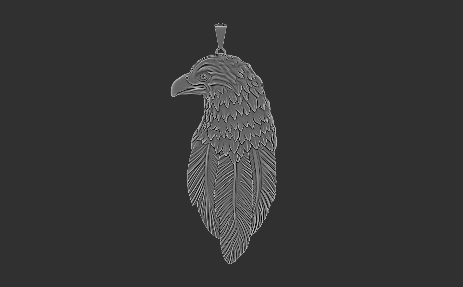 sterling silver wild eagle Jewelry 3D print model - Mito3D