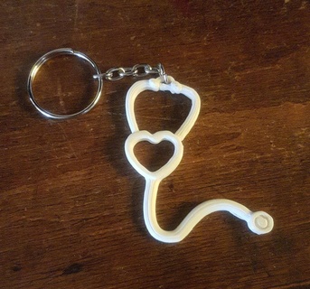 stethoscope key ring - medical nursing medicine graduation keychain heart gift present 3d print model - Mito3D
