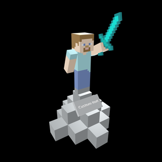 Steve Statue Benutzerdefiniert Text mc Minecraft 3d print model - Mito3D