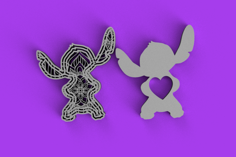 Stich mandala coração lilo Disney pixar infantil estante 3d print model - Mito3D
