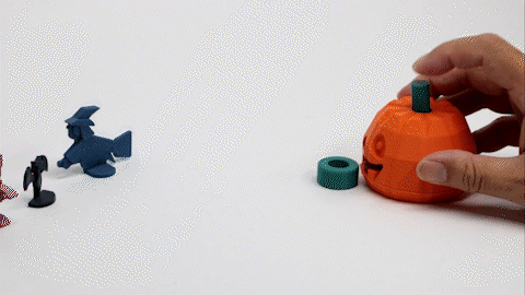 kleben Zunge Kürbis Kopf Spielzeug niedrig poly Kopfhalloween 3d print model - Mito3D
