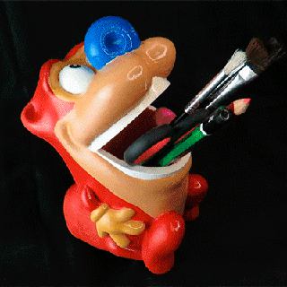 stimpy fanart pen ren cat mtv happy cheerful pencil holder colors sweetie maker without brackets easy decoration possible office 3d print model - Mito3D
