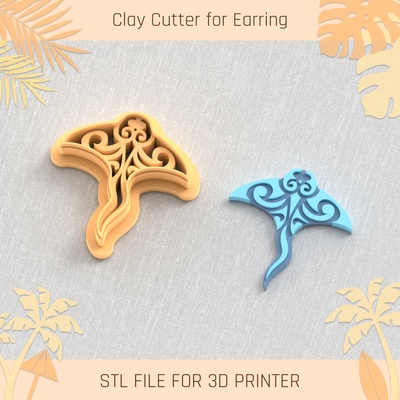 stingray ornament summer clay cutter tools earring turtle beach shell 3d print model - Mito3D