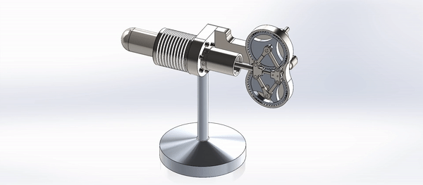 Stirling motor beta tipo rómbico manejar Stirling motores beta electricidad rómbico mecánica sólido trabajos térmico fuente latón engranajes rodamiento 3d print model - Mito3D