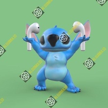 stitch airpod holder cute adorable gift decoration office desk caring 3d print model - Mito3D