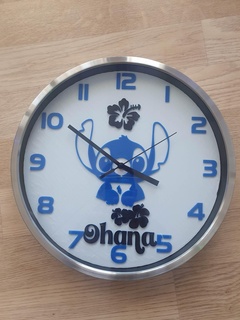 relógio casa decoração fãs parede fácil original legais Disney Ohana 3d print model - Mito3D