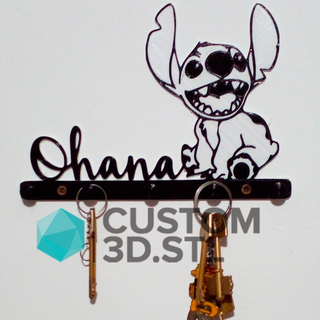 puntada llavero soporte llave cadena ohana lilo souvenir personalizado regalo 3d print model - Mito3D