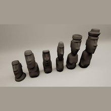 stl 3d printable moai chess set pieces model game chessset chessmen deco art 3d print model - Mito3D