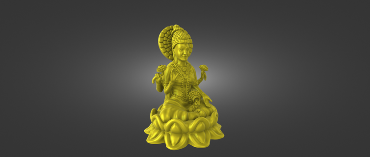 stl file indiano dea ricchezza laxmi lakshmi gioielleria squillare 3dfile 3dcad idoli zbrush 3d print model - Mito3D